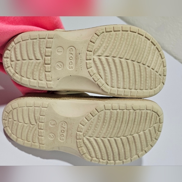 Crocs Kids Baya Lined Clog Gold Glitter Girl Size J 2 Hello Kitty Roblox Pink - Picture 11 of 11
